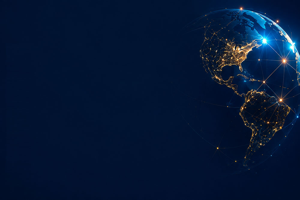 Glowing global network representing GlobalNexa's international trade connections